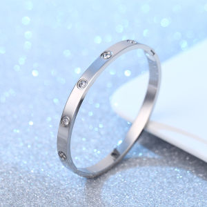 Kajia 18K Rose Gold Ten-Diamond Bracelet for Women European and American Fashion Starry Diamond Inlaid Titanium Steel Bracelet Custom Jewelry