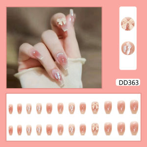🇹🇭จัดส่งวันนี้🎁【DD363】เล็บปลอมสำเร็จรูป เล็บปลอมยาว กันน้ำ หลากหลายสไตล์ กล่องละ 24 ชิ้น