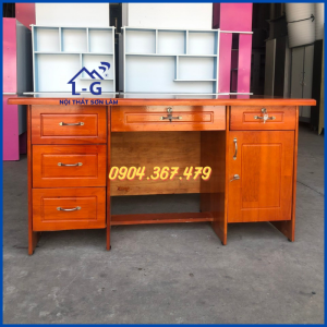 [HỎA TỐC HCM] Bàn làm việc gỗ thông 1m4 màu nâu cánh gián - bàn văn phòng sale