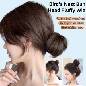 Birds Nest Bun Head Fluffy Wig Lazy Hair Accessories Wig Bags Fluffy Pill Head Wig Package Donut Bud Head Hair