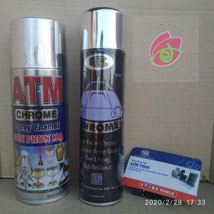 Sơn xịt mạ Crom  CHROME  MẠ INOX  tráng gương ATM hoặc Bosny