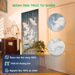 Mành ống trúc rèm ống trúc tự nhiên treo đường luồng lối đi hình đàn chim hạc (kích thước 90x200 cm)