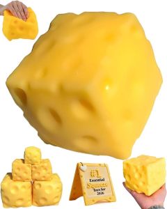 Big Cheese Squishy Jumbo Large Squishy Cheese Block Giant Stress Relief Ball Block Squeeze Toy Huge Yellow Rebounding Squishies Cheesess Cube for Autism ADHD Soft Novelty Toy for Adults Gift(2.4in)