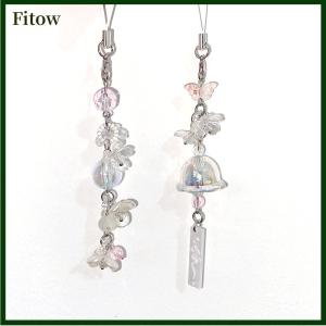 Fitow Y2K Fashion Sweet Flower Beaded Wind Chime Pendant Cute Phone Charm Strap Keychain Woman Bag Charm Decoration Gifts