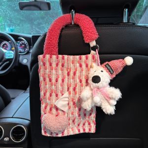 NOVAWEAR Love pattern Car Mounted Garbage Bin Hanging Cute Vehicle Trash Bin Paper Storage Case Creative Car Hanging Tissue  Bag Umbrella Storage