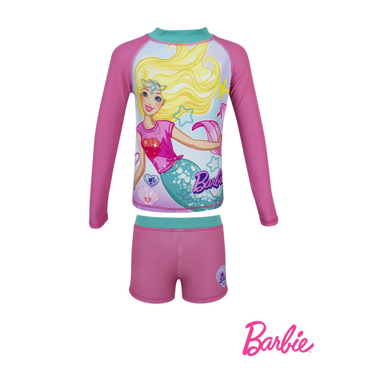 Barbie Little Girls Rash Guard and Bikini Bottom Little Kid to Big Kid 