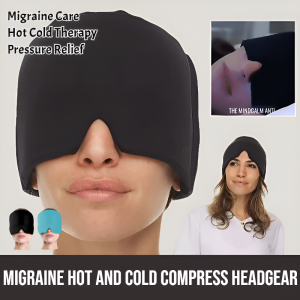Upgraded Double Layer Gel Migraine Ice Care Headgear Migraine Relief Cap Gel Hot Cold Therapy Headache Ice Cap Relieve Pain Head Wrap Stress Pressure Pain Relief