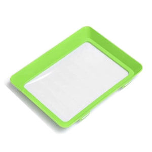 JustLiving 1Pc Food Preservation Trays Stackable Food Tray Reusable Creative Fresh Tray Storage for Food Preservation Multipurpose Plastic Freezer Safe Square Tray with Clip-on Lid