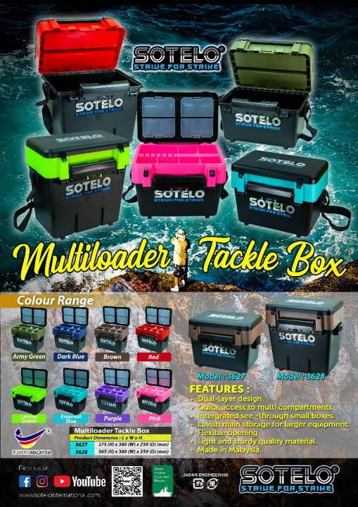 SOTELO HS-3627 Good Fishing Tackle Seat Box Storage Carry Shoulder Strap  Side