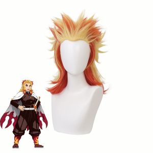 Rengoku Kyoujurou Cosplay Costume Anime Demon Slayer Kimono Halloween Red Flame Cloak Outfit For Kid