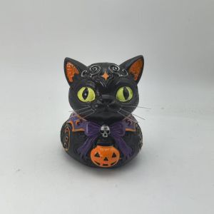 Popular Halloween black cat resin figurines creative home decorations pumpkin and skull-shaped crafts