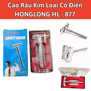 Cây cạo râu kim loại sử dụng dao lam HONGLONG có hộp đựng tiên dụng.