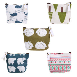 MOJOYCE Women Fashion Korean Cloth Zipper Portable Key Coin Canvas Purse Wallet