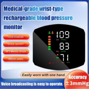 Smart Wrist Blood Pressure Monitor Voice Broadcast USB Rechargeable Digital Portable Accurate Home Health Device