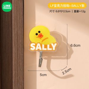 100% Authentic Line Friends Punch-Free Hooks Hangers Self Adhesive Hooks Acrylic Rotating Waterproof Seamless Strong Sticker Holder Wall Door Storage Hanging Hook Kitchen Bathroom Organizer BROWN CONY SALLY LFB105/LFB31