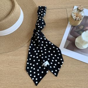 GOXBERK Ribbon Floral Scarf Leopard Print Printed Polka Dot Scarf Sweet Hair Accessories Shirt Tie Sun Hat Trim Decoration