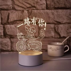 Valentines Gift Lamp LOVE Hearts 3D Acrylic LED Lamp desk table night light