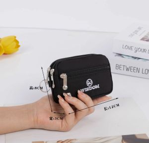 TIK Cute Black Mini Wallet/Coin Purse For Women And Men 3Zippers Small Coin Purse