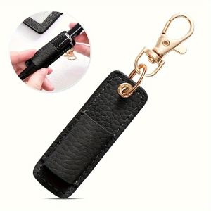 Cross-Border Halter Pen Holder Keychain  Nurse Doctor Dedicated Portable Pen Holder  PU Leather Lychee Pattern Pencil Case  Office Signature Pen Storage Clip