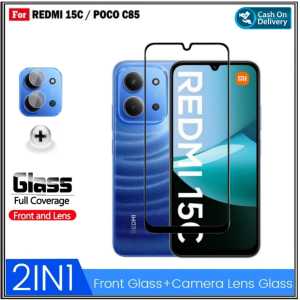 PAKET 2IN1 Full Tempered Glass Xiaomi Redmi 15C 4G 13X 4G 14C 4G 13C 4G 13 4G 9 2020 Free Anti gores Camera