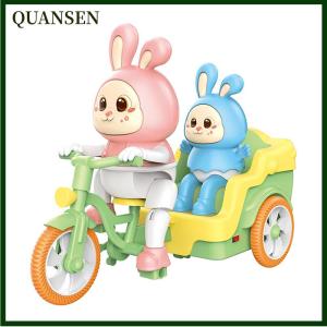 QUANSEN Tricycle-Riding Rabbit Musical Toy Adorable Baby And Mom Rabbit Toy Electric Tricycle Toy With Simulated Cycling Movement
