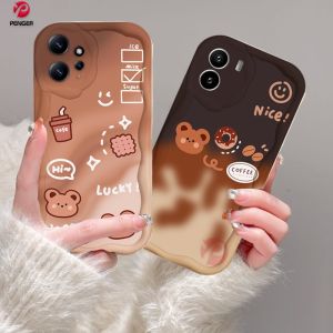(Lokal Ready)PENGER Casing hp Redmi A2 A1 Redmi Note 12 Pro Redmi10 2022 9 12C 10C 9A 10A 9C Note10 5G 10s Note11 11s Note8 Note9s POCO X5 X3 M3 Pro C40 X3 GT  3D Wavy Curved Edge Gradient Coffee Beruang Kecil Case