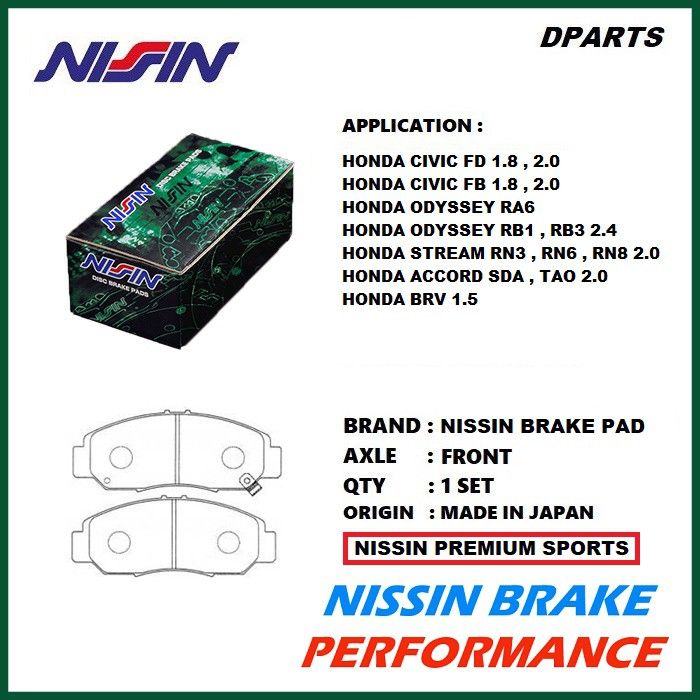 Nissin Sports Front Brake Pad Honda Accord SDA , TAO / CIVIC FD