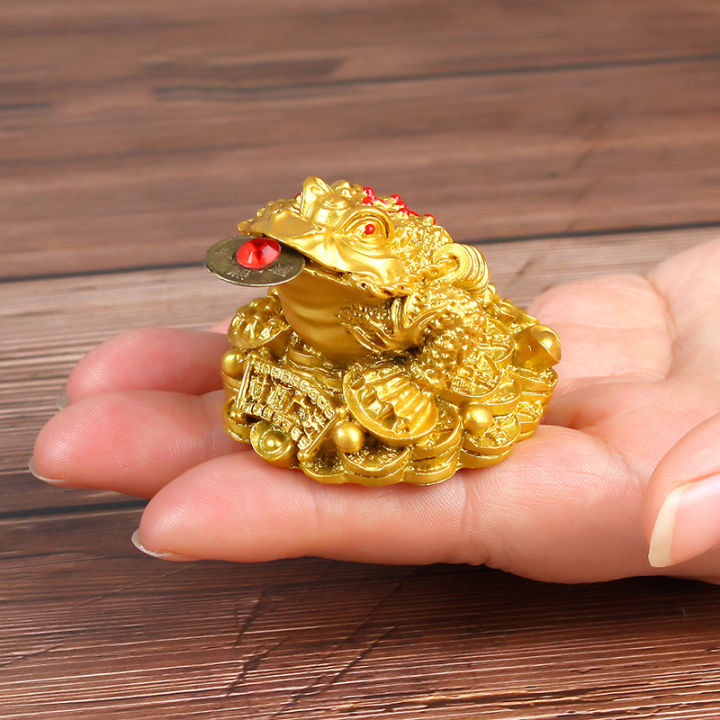 Feng Shui Lucky Toad Chinese Gold Frog Toad Coin Home Decor Office