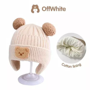 Baby Wool Hat Boys Girls Hats Children Knitting Cap Kids Warm Thick Cap Cartoon Bear Ear Protection