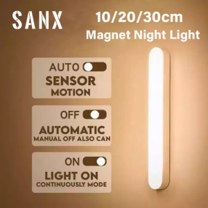 SANX 30CM LED Night Light USB Rechargeable Motion Sensor Light Magnet Cabinet Wardrobe Light Wall Lights for Dormitory Kitchen Cabinet Wardrobe Stairwell