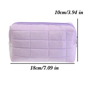 Fashion Cosmetic Bag / Cute Macaron Color Pen Bags /  Large Capacity Plush Makeup Organizer Pouch for Travel