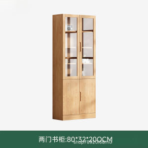New product Solid wood bookcase with glass door simple home childrens bookcase bookshelf pine wood storage cabinet display cabinet multifunctional cabinet