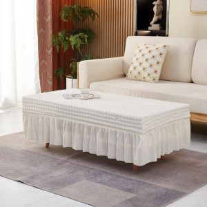 Seersucker Skirt Tea Table Cover Universal Rectangular Tablecloth Cover Non-slip Washable Tablecloth