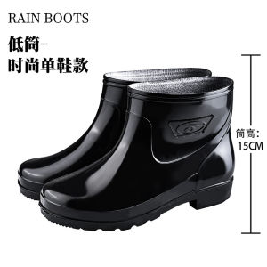 Free Shipping New MenS Corded Fixed-Sole Fleece-Lined Mid-Calf Water Shoes Warm Durable Rain Boots Fashionable Work Shoes Waterproof