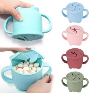 BPA Free Kids Silicone Food Storage Box Solid Color Baby Snack Cup Portable Children Snacks Container With Lid2026