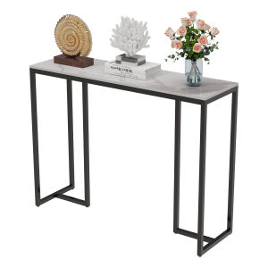 Modern Console Long Entryway Table Black Metal Legs Accent Table 100cm