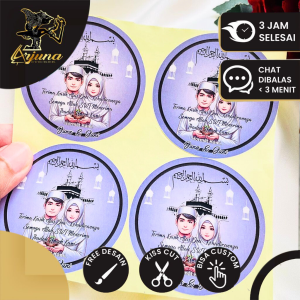 2-4 Cetak Sticker Label Syukuran Haji Umroh Stiker Gift From Haji Free Desain Custom Nama