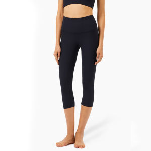 Quality Fabric Nylon Spandex Calf Length Yoga Pants Leggings for Fitness Jogging Running Workout Sports Leggings High Waist Tight Tummy Control Slim Fit Hips Up No Awkwardness Line (Size S to XL) Screw Thread QK1298
