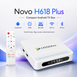 Novo H618 Plus Box 4GB/128GB Android 14 H618 8K Wifi6 2.4G/5G BT Smart Box TV with Voice Control Remote