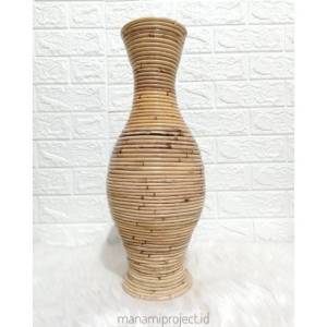 (COD bayar ditempat) guci rotan 70cm vas bunga dekorasi (sudah finising)