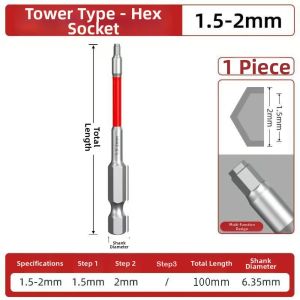 NEMOPH Alloy Steel Screwdriver Bit High Torque 6.35mm Hex Shank Electric Screwdriver Bit Long Lasting Impact Resistant Hex Bit Set Home Repair