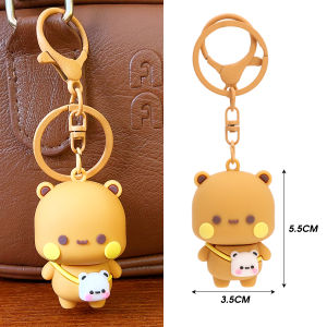 【♡Lovely girls house♡】2Pcs New Bubu and Yier Pendant Keychain Backpack Charm Cute Cartoon Bear Doll Key Ring Couple Friends Gifts