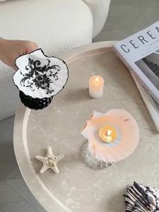 xpkQ Natural Conch Shell Candle Holder Retro Decorative Ornament Natural Conch Jewelry Plate Photography Props K7M2P