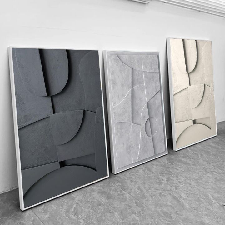 Black And White Abstract Texture Geometry Art Painting On Canvas Prints ...