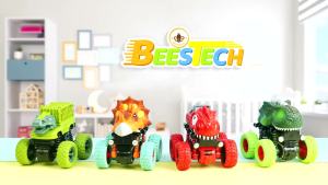 Beestech Dinosaur Toys for 2 3 4 5 Year Old Boys Push & Pull Friction Powered Dinosaur Monster Truck Vehicles for Toddlers Preschoolers Birthday Gifts