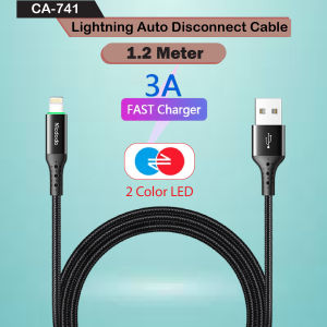 Mcdodo CA-741 Lightning Auto Disconnect Cable 3A Smart Power Off Nylon LED USB Data Cord Fast Charging Cable
