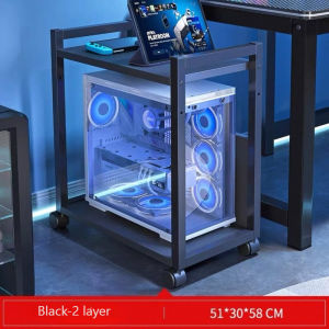 Movable Computer Host Rack 2/3 Layer CPU Stand E-sports Room Adjustable Storage Rack Under Table
