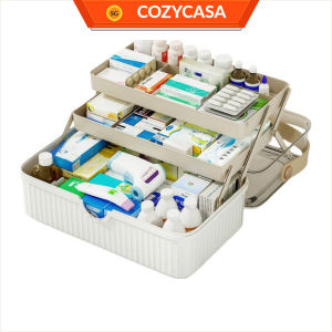 【COZYCASA】Minimalist First Aid Storage Box 3 Tier Multi-purpose Clear Medicine Tool Box