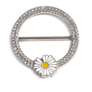 GENENIC Fashion Elegant Crystal Round Pearl Three-ring Scarf Buckle Shawl Clip Scarf Ring Brooch