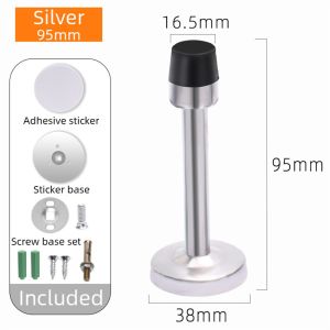 95/120mm Stainless Door Stopper Anti Collision Rubber Buffer with 3M Adhesive Tape Home Hardware